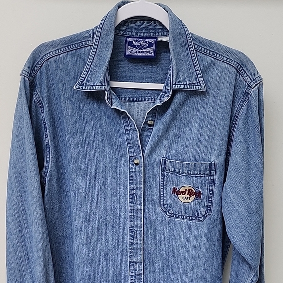 Hard Rock Cafe Blue Denim Jacket with Logo - Picture 2 of 8